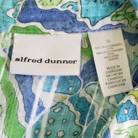 Blouse Size 10 Button Down Top Green Blue Lighweig - Picture 3 of 8